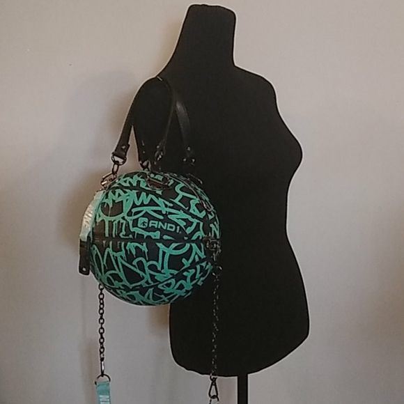 NWT HANDMADE Graffiti And1 Black&Mint Basketball Purse 🏀 - Picture 4 of 16